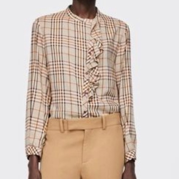 Zara Tops - Zara Plaid Ruffle Button Down Shirt